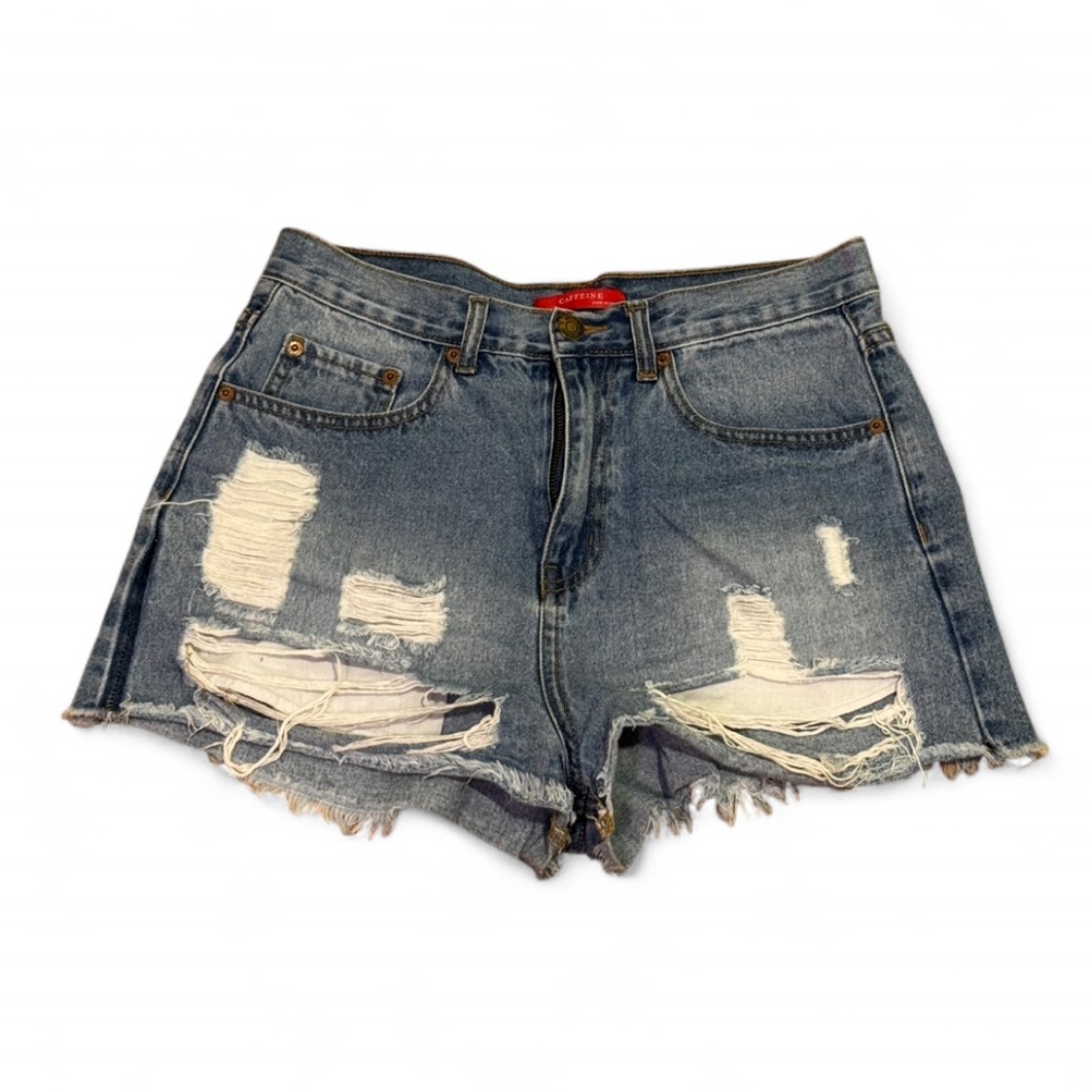Caffeine - Stylish Distressed Blue Jean Denim Shorts